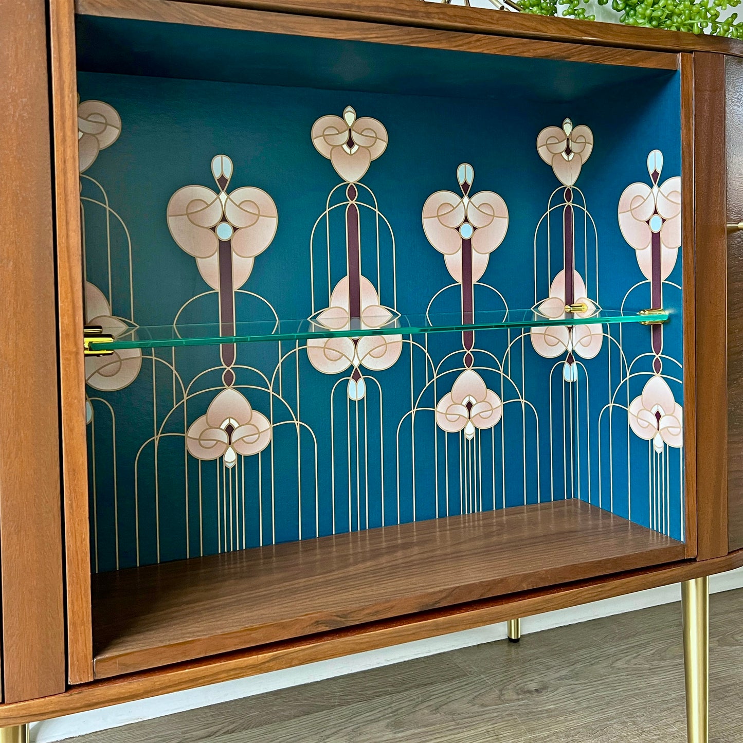 Vintage Walnut Sideboard with Secret Revolving Drinks Cabinet