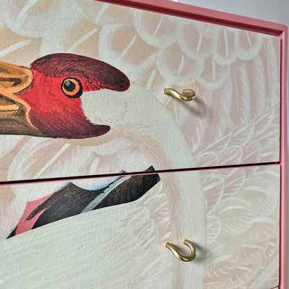 Bespoke Pink Stag C Range Tallboy – Fully Decoupaged in Iconic Pink Gucci Heron Print