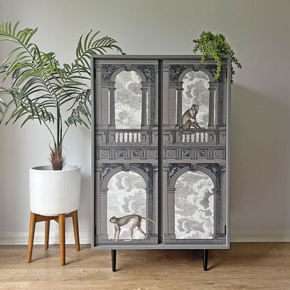 Luxury Grey Fornasetti Cocktail Cabinet – Procuratie Con Vista Drinks & Whiskey Bar Storage