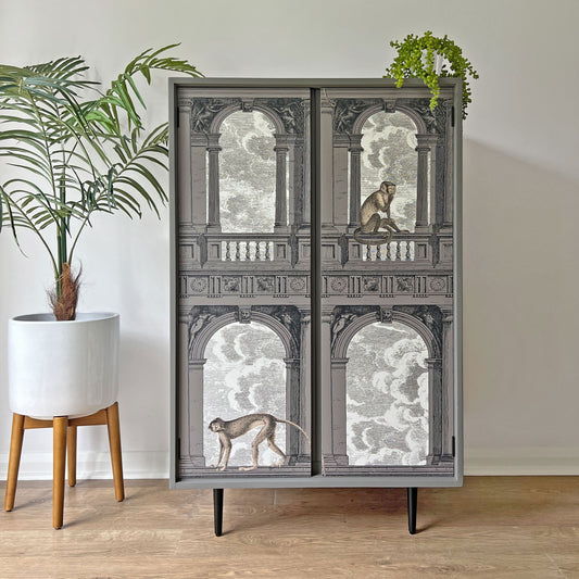 Grey Fornasetti Procuratie Con Vista Hallway Coat Cupboard - Made to Order