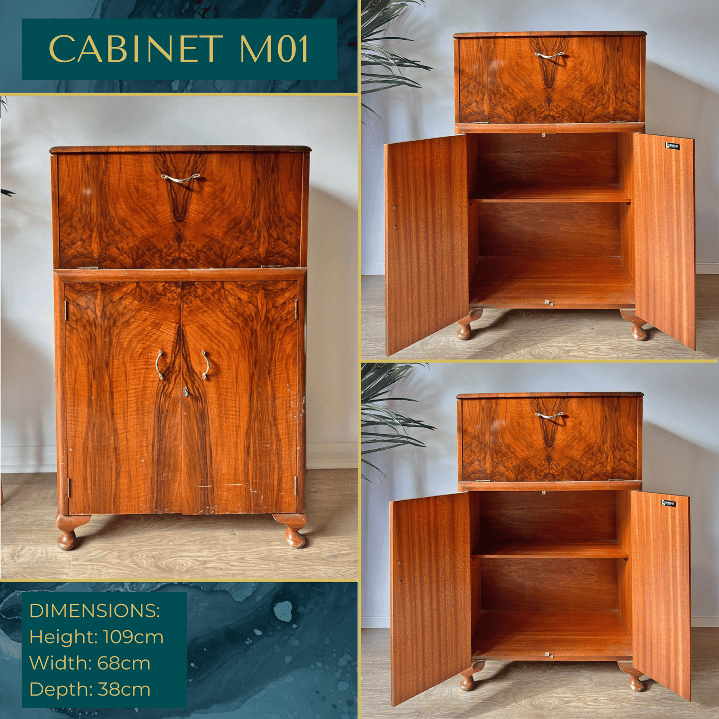 Luxury Art Deco Walnut Cocktail Cabinet – Bespoke Commission Deposit