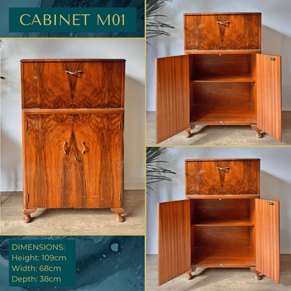 Luxury Art Deco Walnut Cocktail Cabinet – Bespoke Commission Deposit