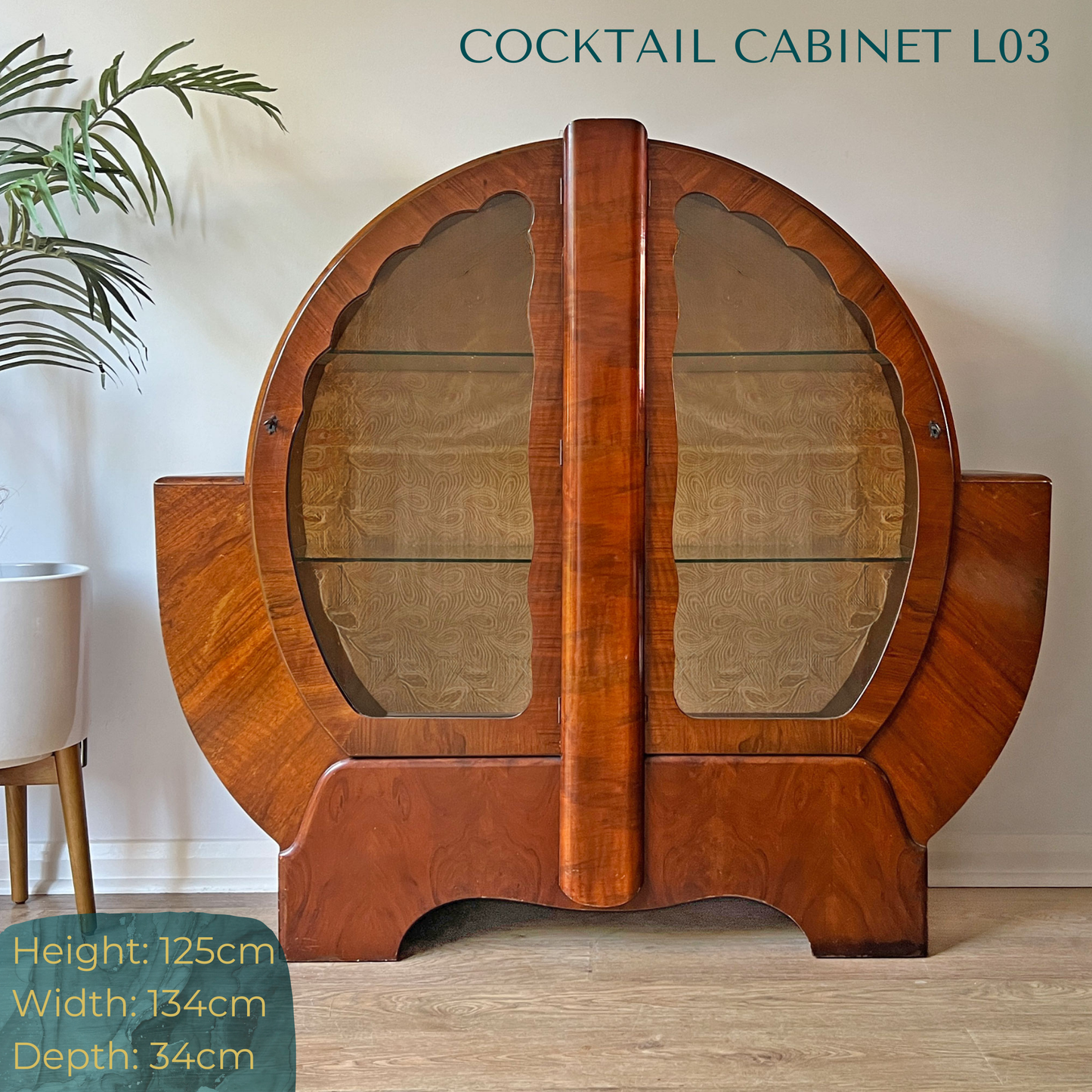 Art Deco Walnut Cocktail Drinks Cabinet Commission Deposit