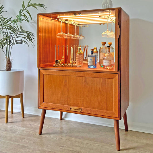 Vintage Mid Century G Plan Fresco Drinks Cocktail Cabinet on Wooden Legs