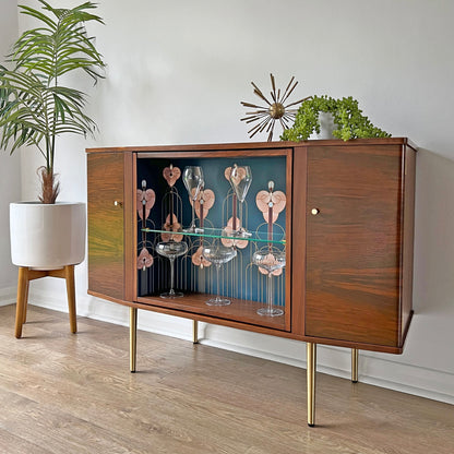 Vintage Walnut Sideboard with Secret Revolving Drinks Cabinet