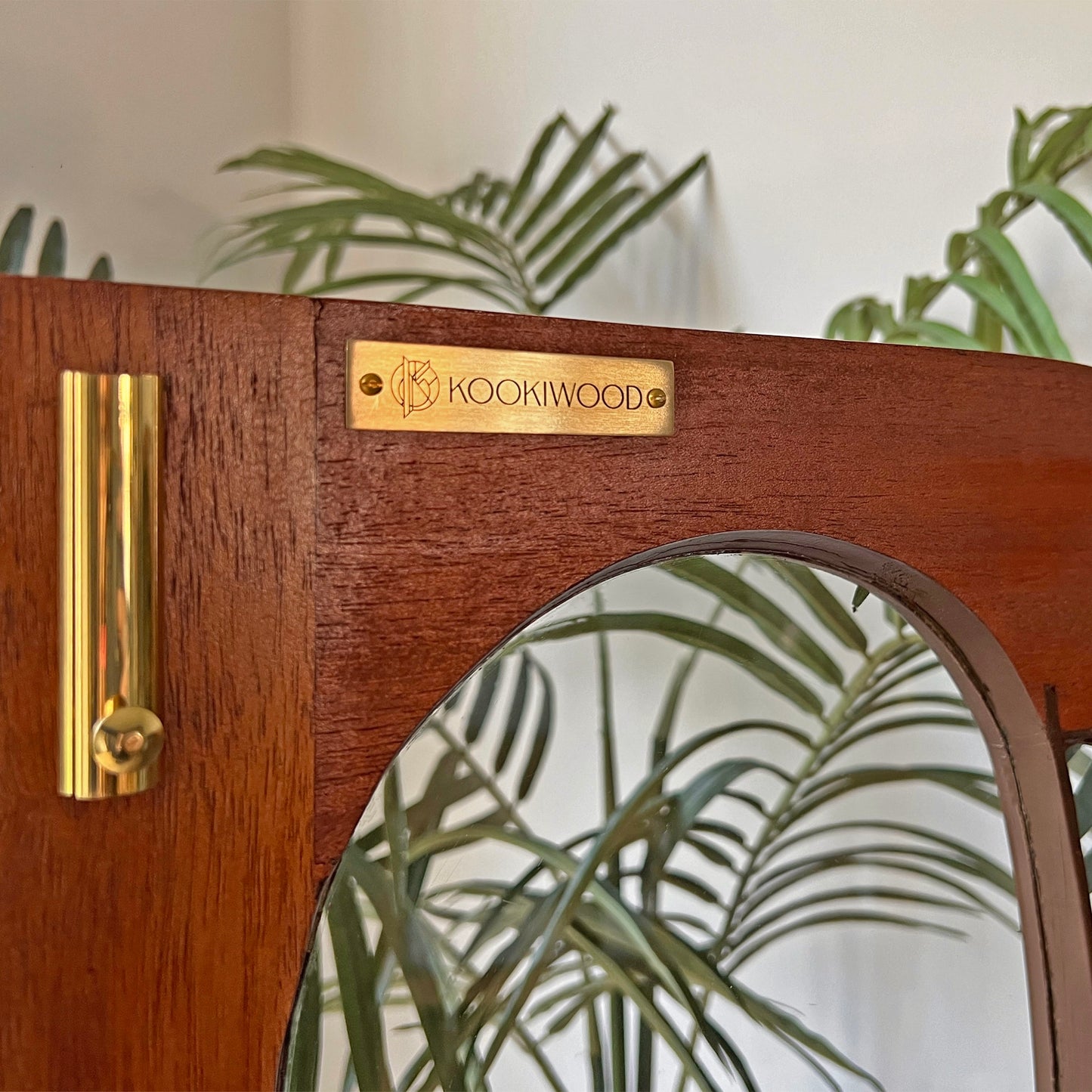 Vintage Art Deco Walnut Glazed Display Drinks Cabinet with Luxurious Sage Green Velvet Interior