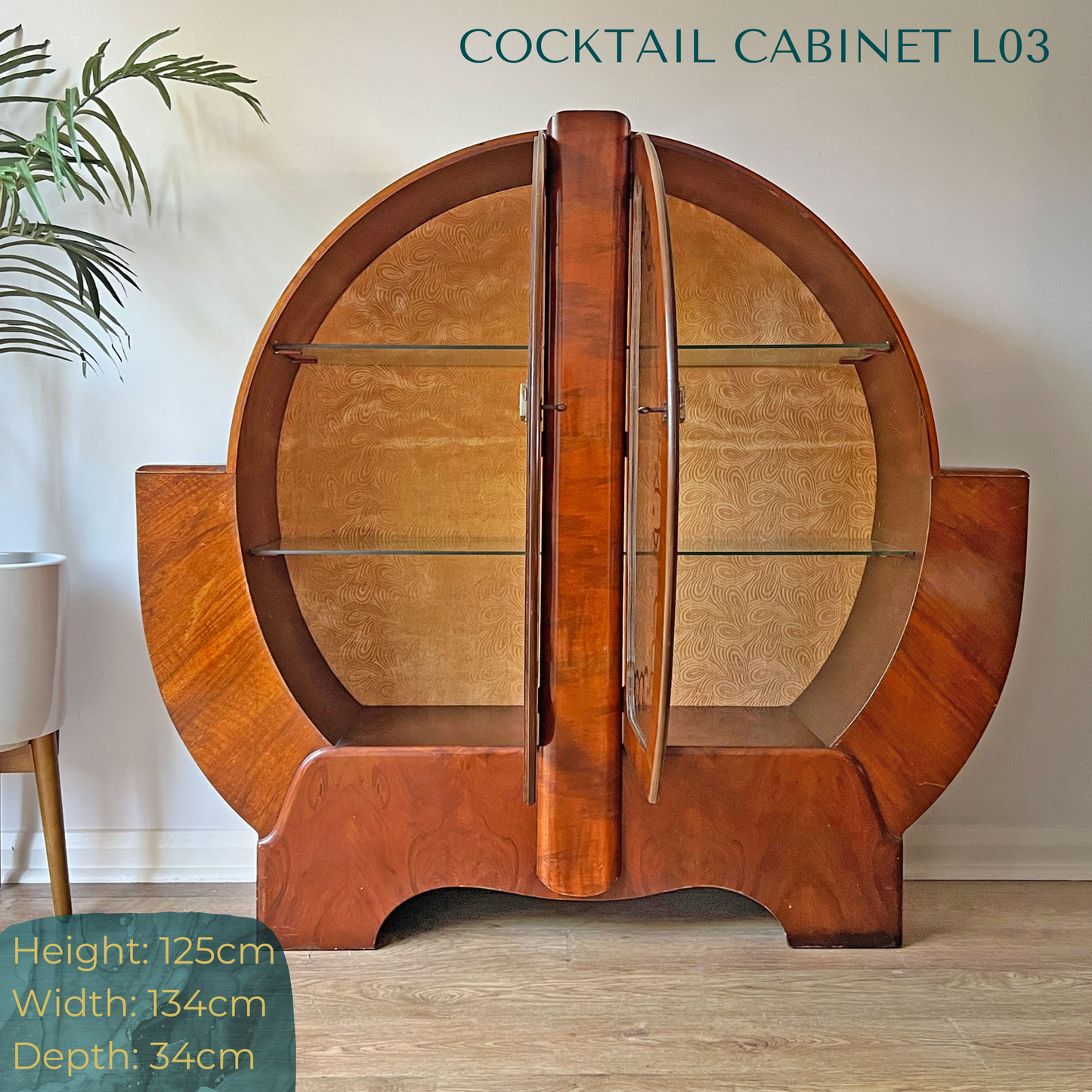 Art Deco Walnut Cocktail Drinks Cabinet Commission Deposit