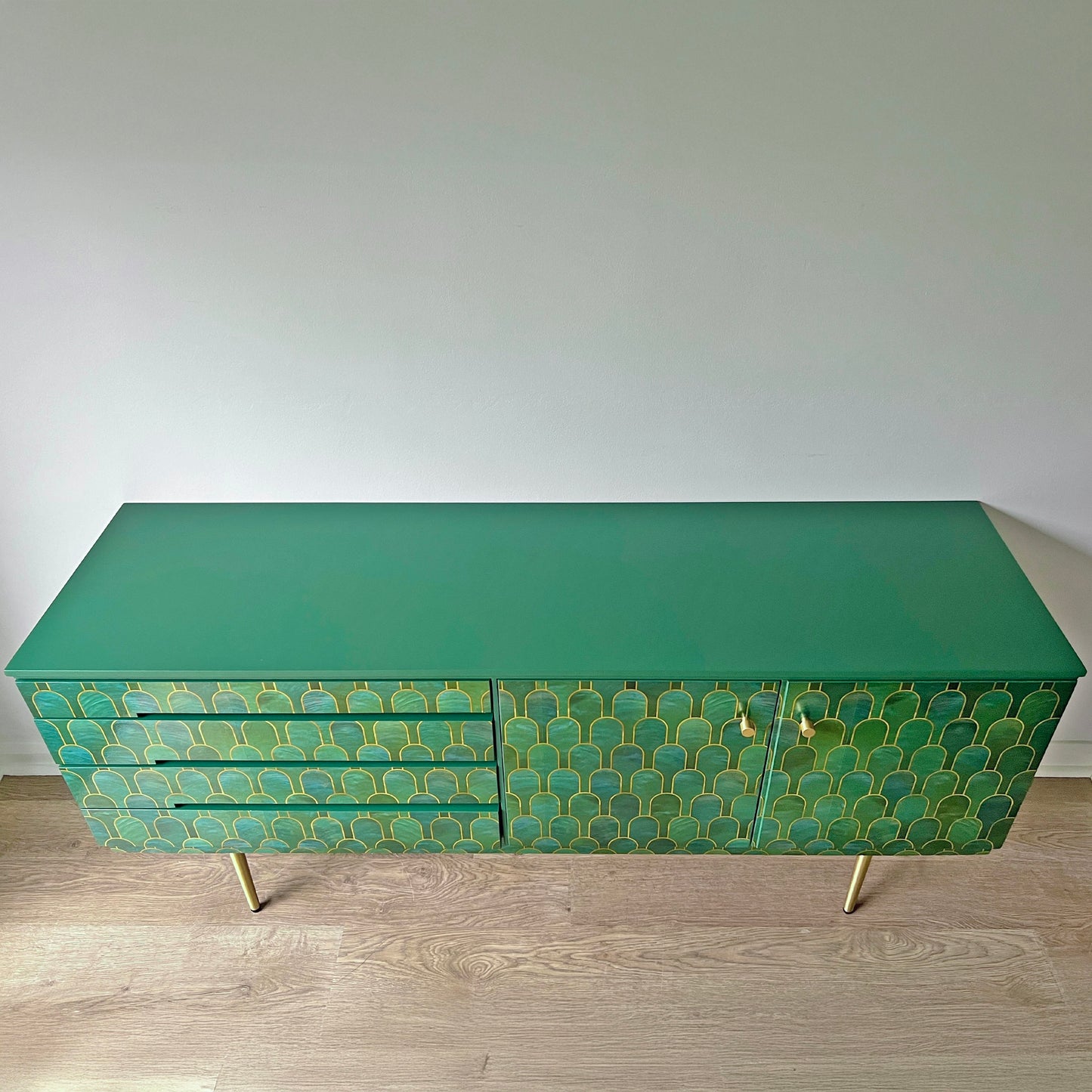 Green & Gold Bethan Gray Vintage Sideboard TV Unit Media Console