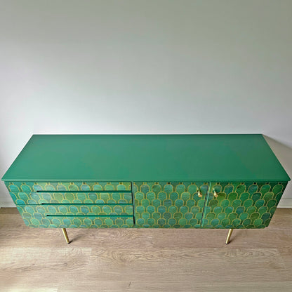 Green & Gold Bethan Gray Vintage Sideboard TV Unit Media Console