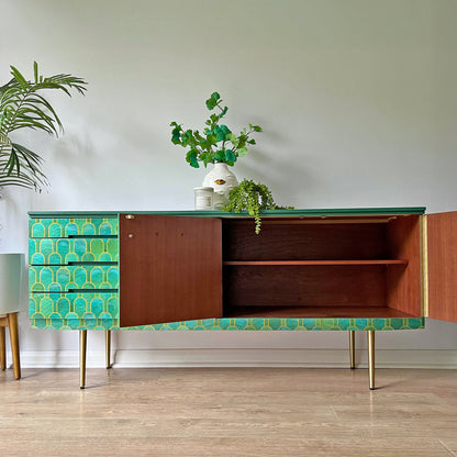 Green & Gold Bethan Gray Vintage Sideboard TV Unit Media Console