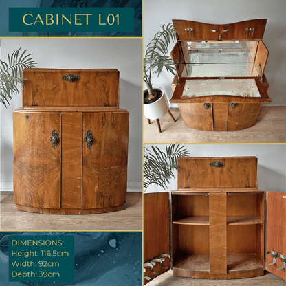 Luxury Art Deco Walnut Cocktail Cabinet – Bespoke Commission Deposit