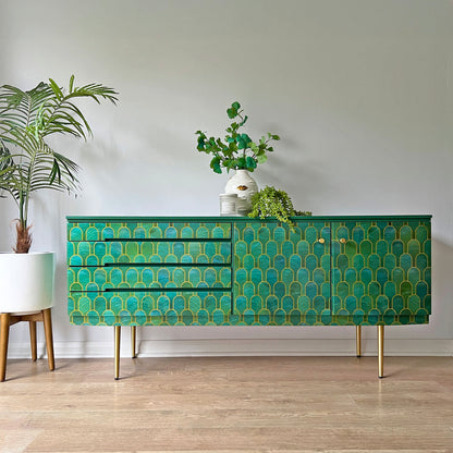 Green & Gold Bethan Gray Vintage Sideboard TV Unit Media Console