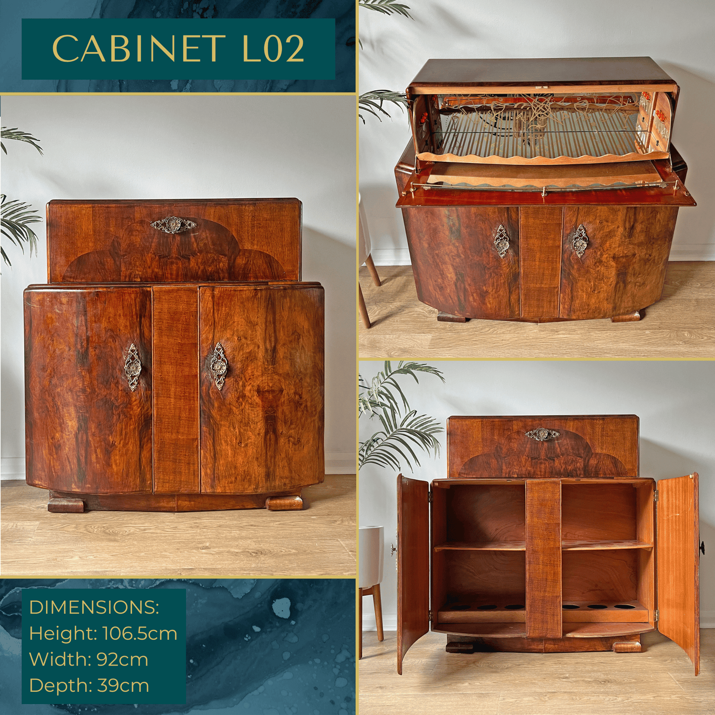 Luxury Art Deco Walnut Cocktail Cabinet – Bespoke Commission Deposit