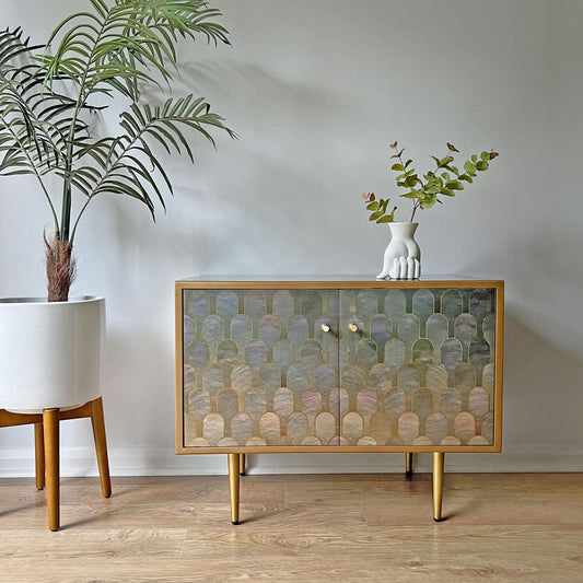 Bethan Gray Nizwa Pearl Mid-Century G Plan Fresco Small Sideboard Vinyl Cabinet TV Stand - Made to Order