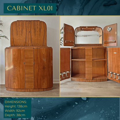 Luxury Art Deco Walnut Cocktail Cabinet – Bespoke Commission Deposit