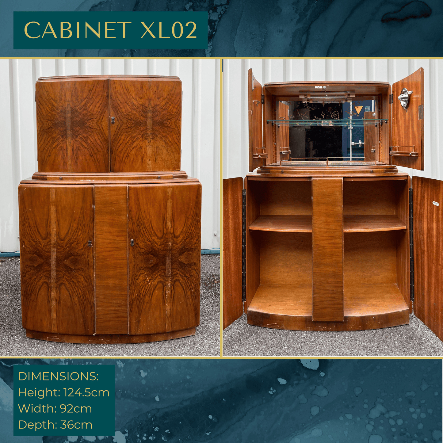 Luxury Art Deco Walnut Cocktail Cabinet – Bespoke Commission Deposit