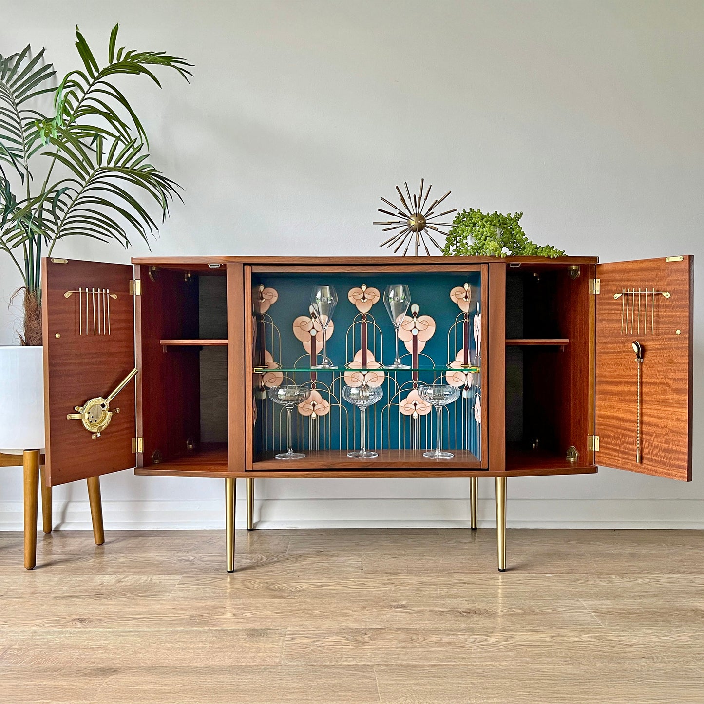 Vintage Walnut Sideboard with Secret Revolving Drinks Cabinet