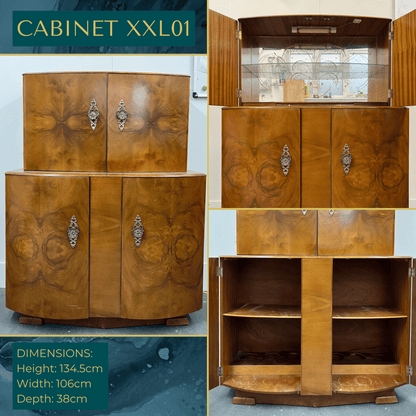 Luxury Art Deco Walnut Cocktail Cabinet – Bespoke Commission Deposit