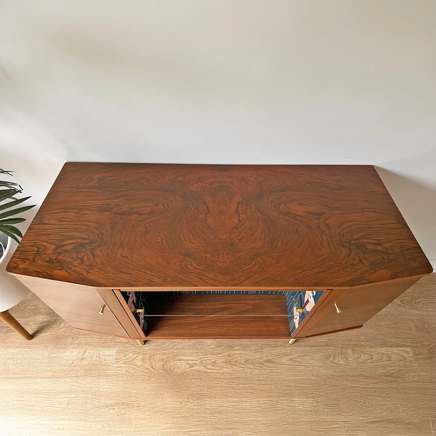 Vintage Walnut Sideboard with Secret Revolving Drinks Cabinet