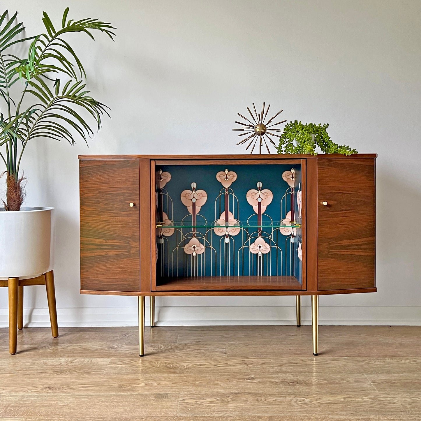 Vintage Walnut Sideboard with Secret Revolving Drinks Cabinet